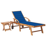Vidaxl ligbed met tafel en kussen massief teakhout