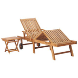 Vidaxl ligbed met tafel en kussen massief teakhout