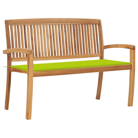 Vidaxl tuinbank stapelbaar met kussen 128,5 cm massief teakhout