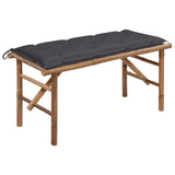 Vidaxl tuinbank inklapbaar met kussen 118 cm bamboe