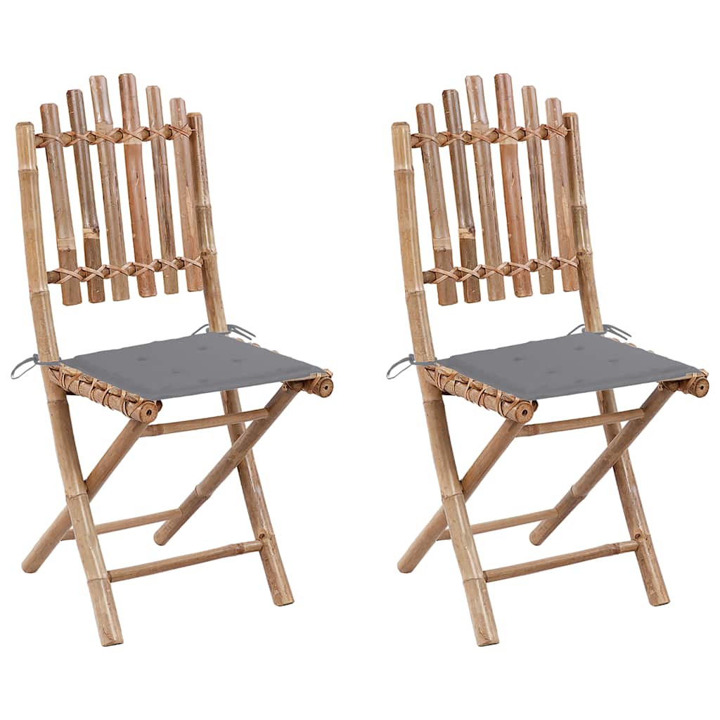Vidaxl tuinstoelen 2 st inklapbaar met kussens bamboe