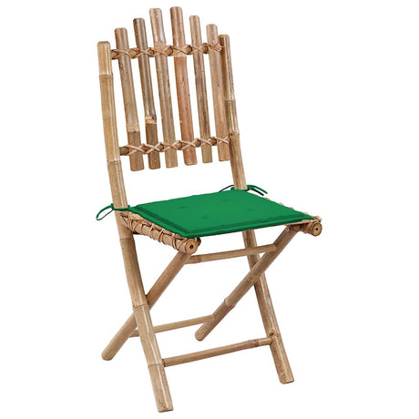 Vidaxl opklapbare stoelen (2 stuks) met kussens, bamboe