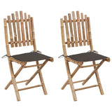 Vidaxl opklapbare stoelen (2 stuks) met kussens, bamboe
