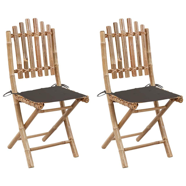 Vidaxl opklapbare stoelen (2 stuks) met kussens, bamboe