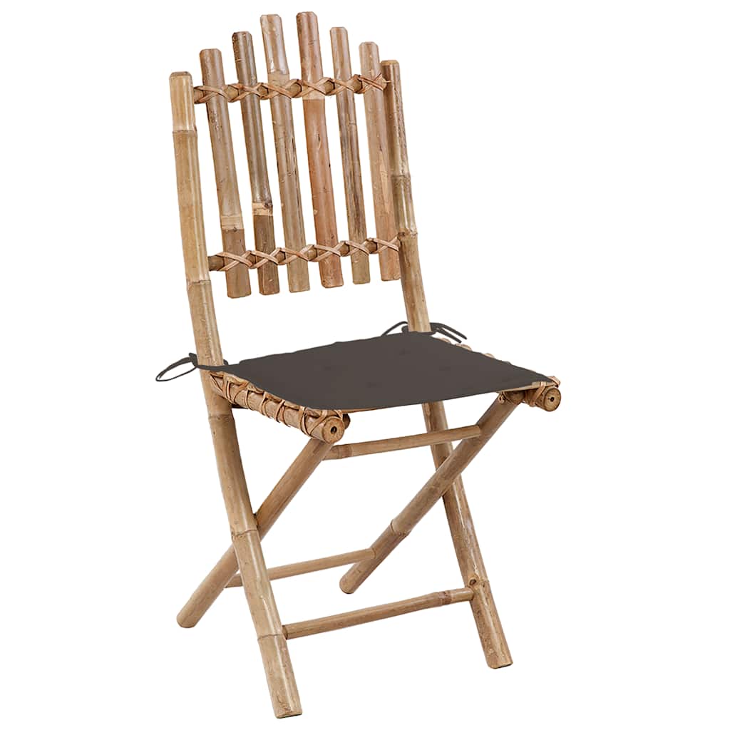 Vidaxl opklapbare stoelen (2 stuks) met kussens, bamboe