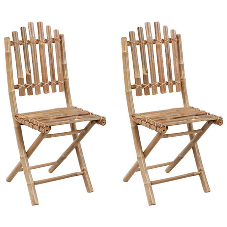 Vidaxl opklapbare stoelen (2 stuks) met kussens, bamboe