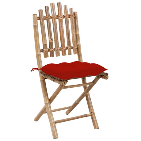 Vidaxl opklapbare stoelen (2 stuks) met kussens, bamboe