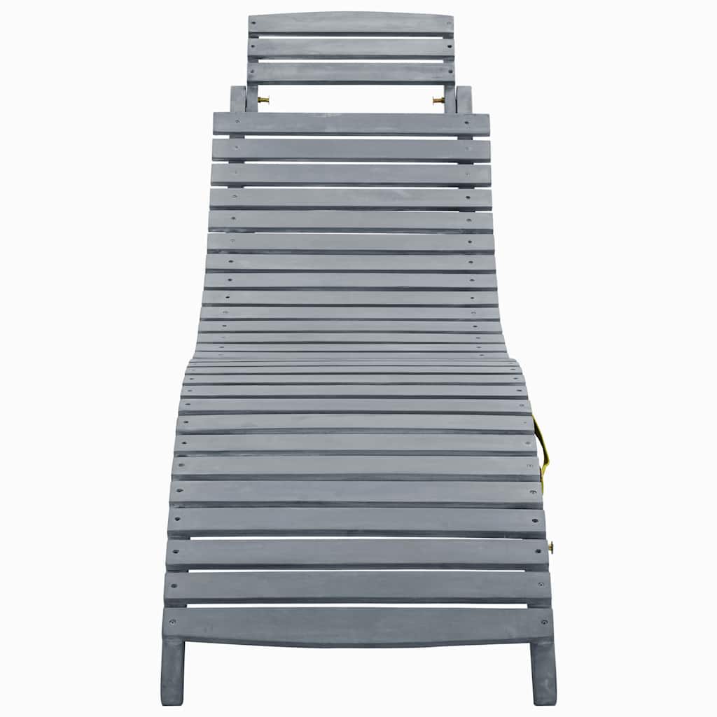 Vidaxl ligbed met kussen massief acaciahout grijs