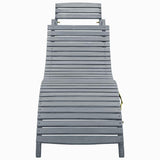 Vidaxl ligbed met kussen massief acaciahout grijs