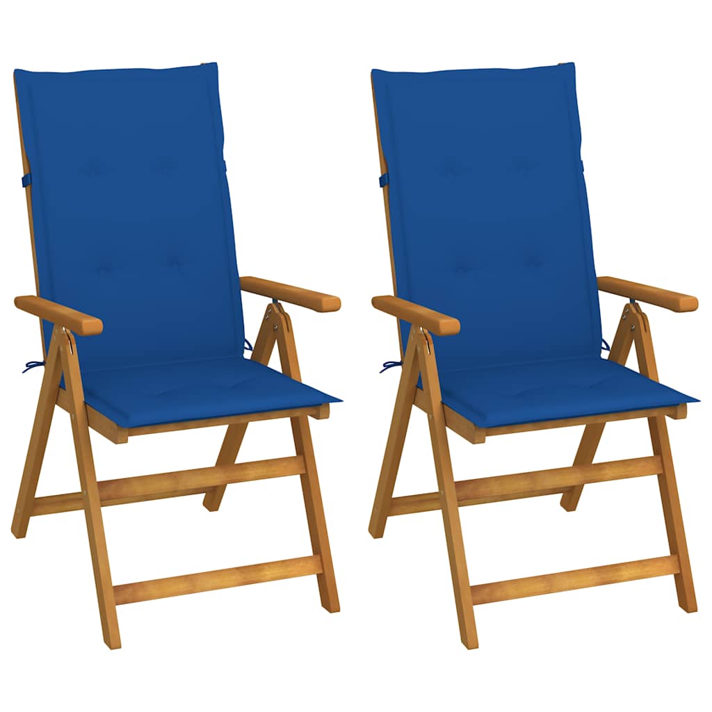 Vidaxl tuinstoelen 2 st verstelbaar met kussens massief acaciahout
