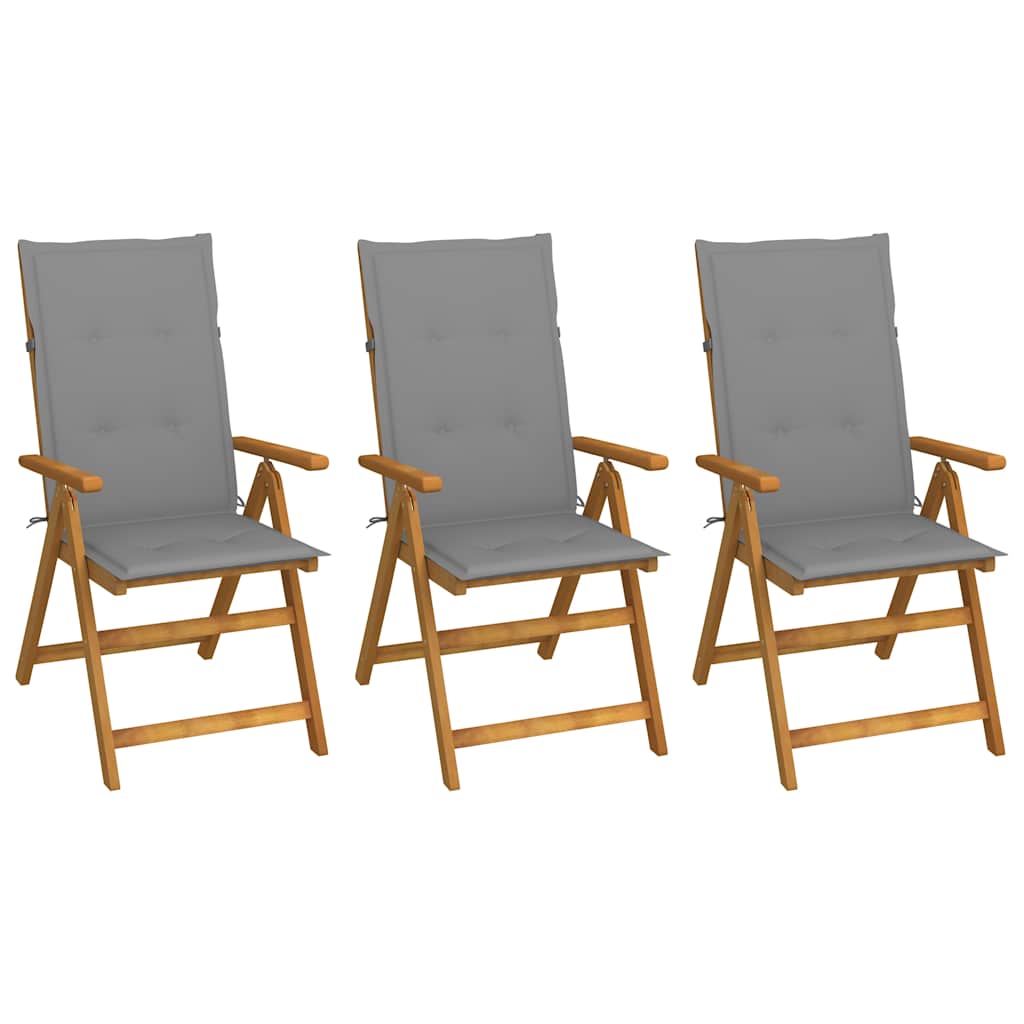Vidaxl tuinstoelen 3 st inklapbaar met kussens massief acaciahout