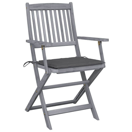 Vidaxl set van 2 klapstoelen met kussens, gemaakt van massief acaciahout.