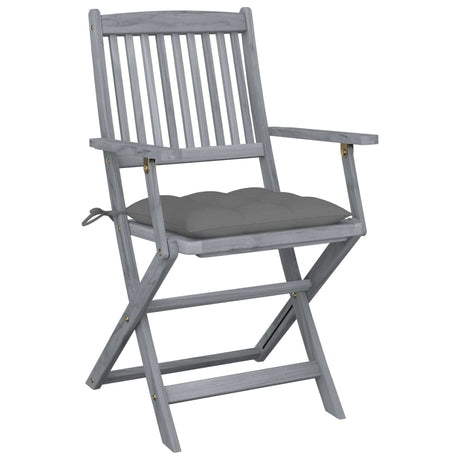 Vidaxl set van 2 klapstoelen met kussens, gemaakt van massief acaciahout.