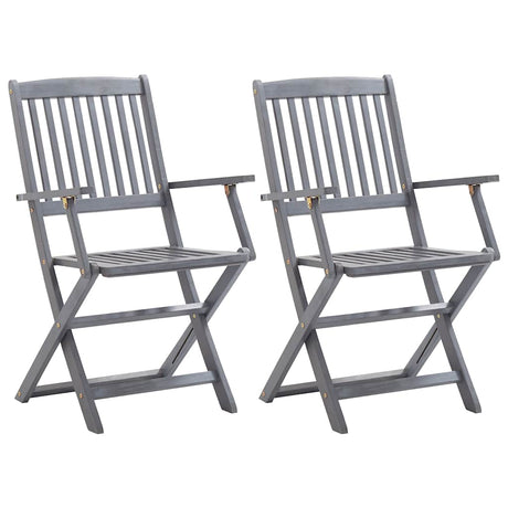 Vidaxl set van 2 klapstoelen met kussens, gemaakt van massief acaciahout.