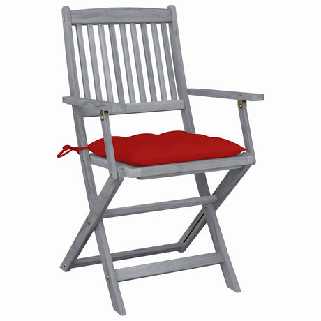 Vidaxl set van 2 klapstoelen met kussens, gemaakt van massief acaciahout.
