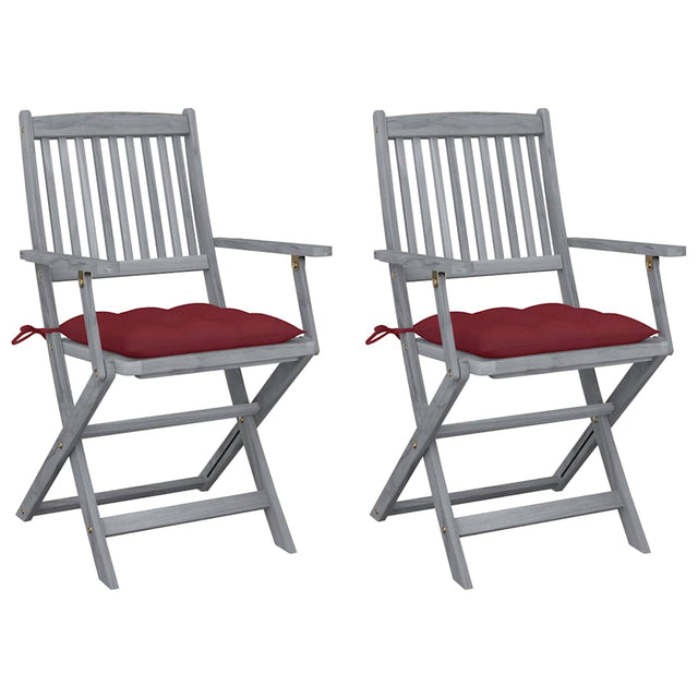 Vidaxl tuinstoelen 2 st inklapbaar met kussens massief acaciahout
