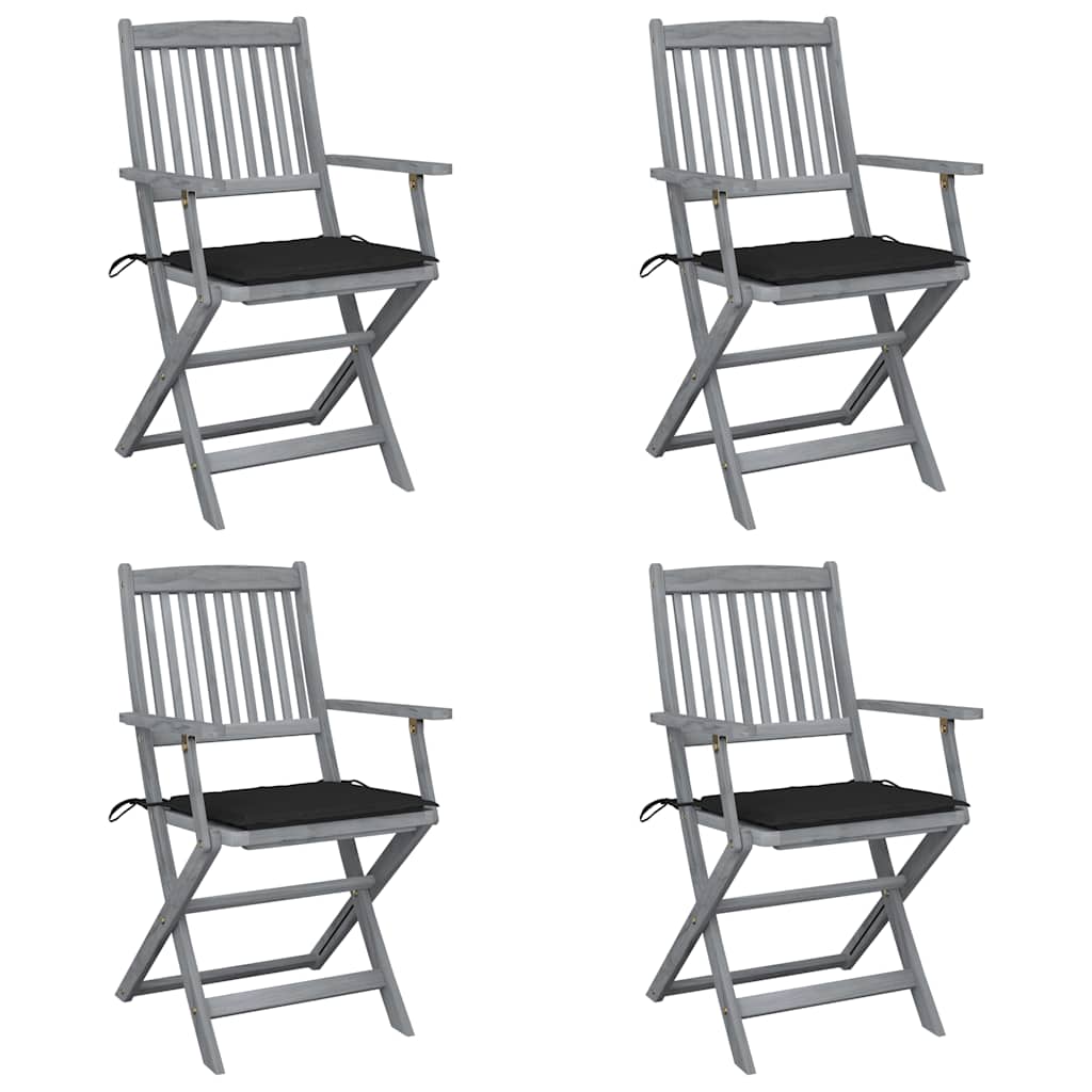 Vidaxl tuinstoelen 4 st inklapbaar met kussens massief acaciahout