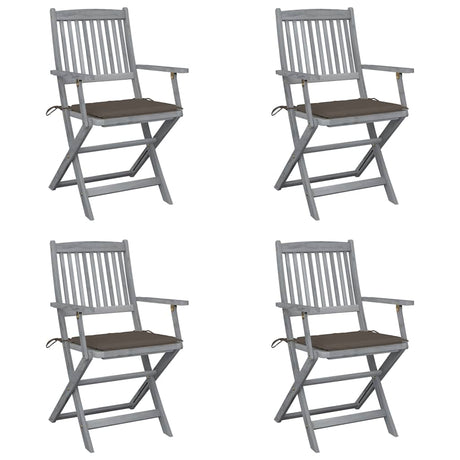 Vidaxl set van 4 klapstoelen met kussens, gemaakt van massief acaciahout.