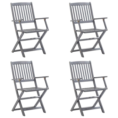 Vidaxl set van 4 klapstoelen met kussens, gemaakt van massief acaciahout.