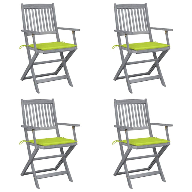 Vidaxl tuinstoelen 4 st inklapbaar met kussens massief acaciahout