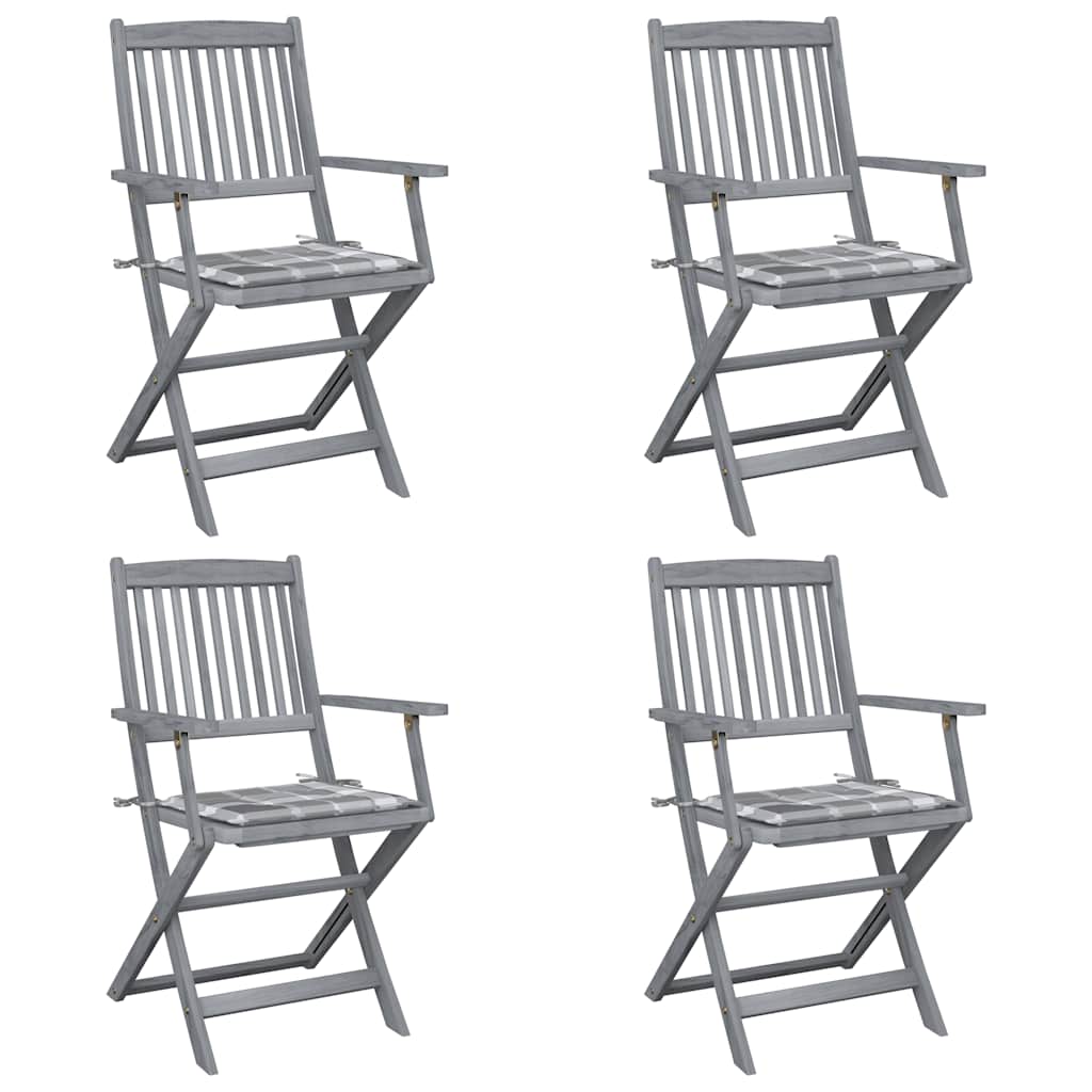 Vidaxl tuinstoelen 4 st inklapbaar met kussens massief acaciahout