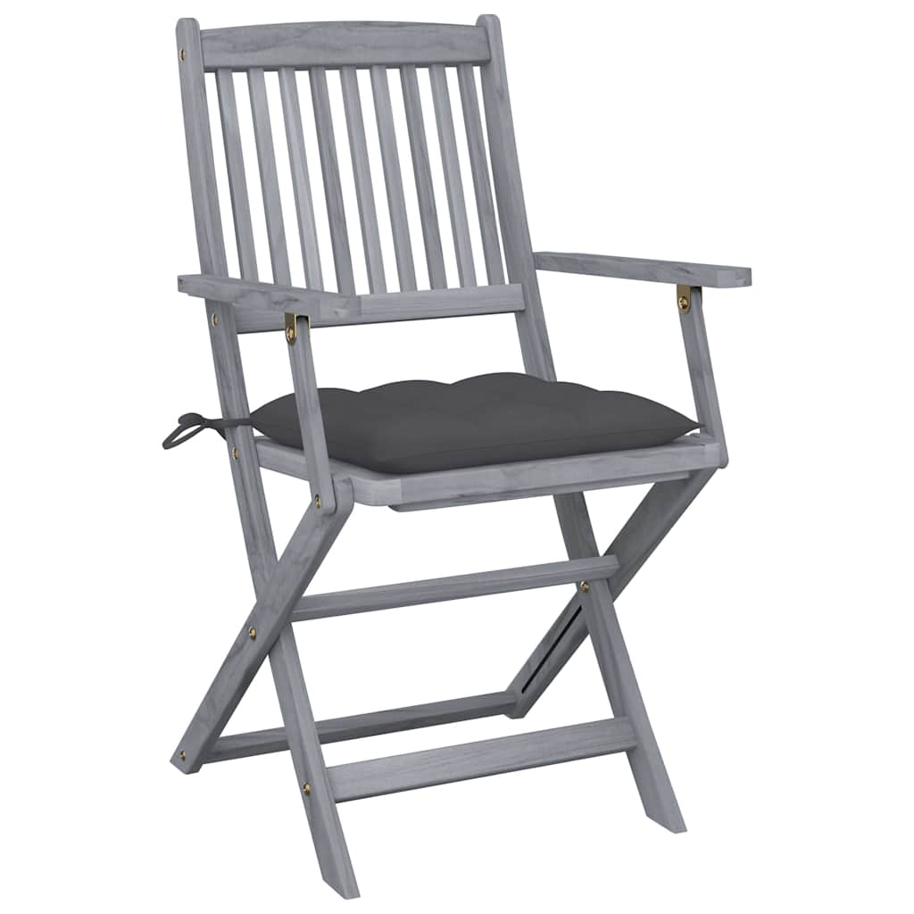 Vidaxl set van 4 klapstoelen met kussens, gemaakt van massief acaciahout.