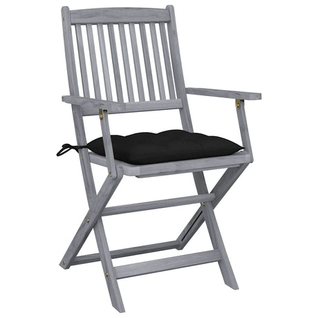 Vidaxl set van 4 klapstoelen met kussens, gemaakt van massief acaciahout.
