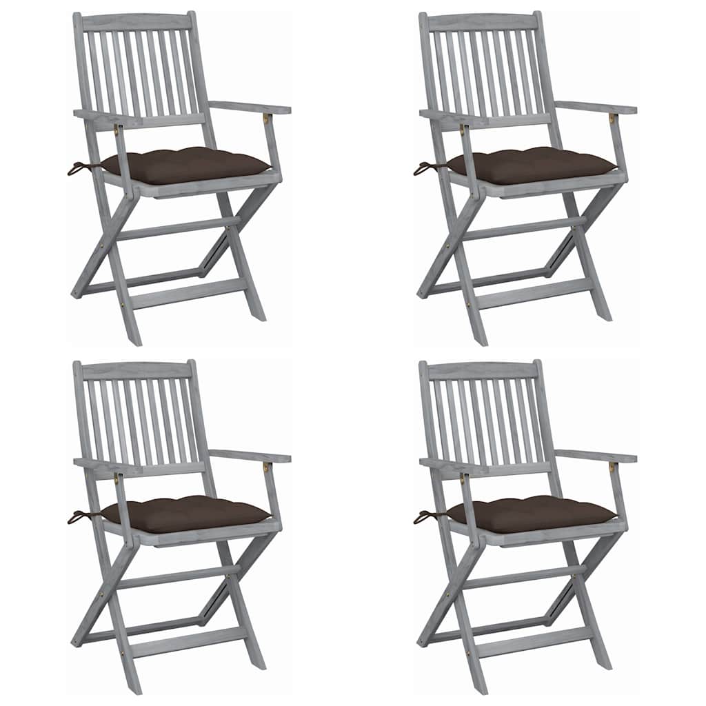 Vidaxl tuinstoelen 4 st inklapbaar met kussens massief acaciahout