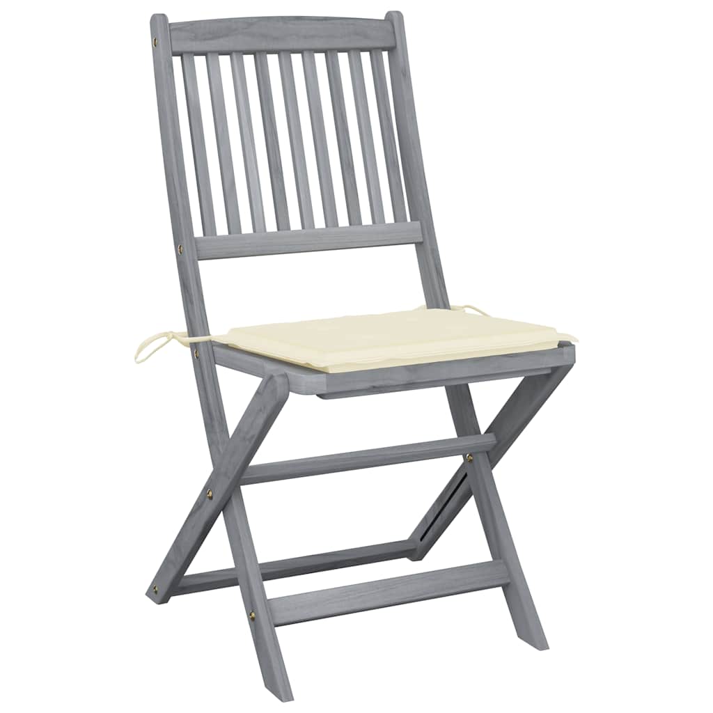 Vidaxl set van 2 klapstoelen met kussens, gemaakt van massief acaciahout.