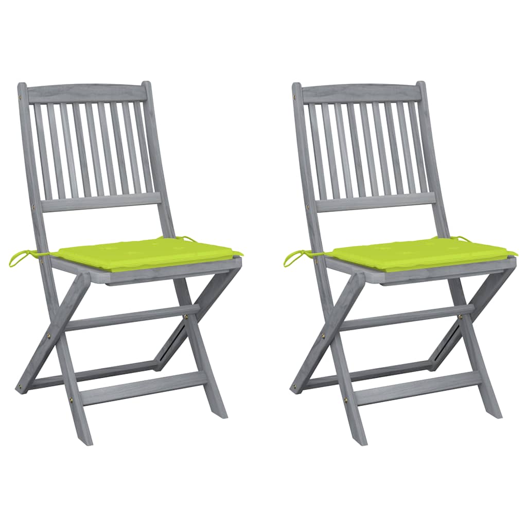 Vidaxl tuinstoelen 2 st inklapbaar met kussens massief acaciahout