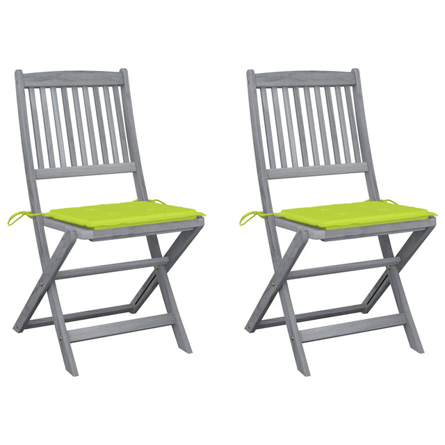 Vidaxl tuinstoelen 2 st inklapbaar met kussens massief acaciahout