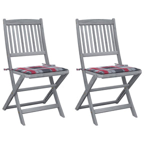 Vidaxl tuinstoelen 2 st inklapbaar met kussens massief acaciahout