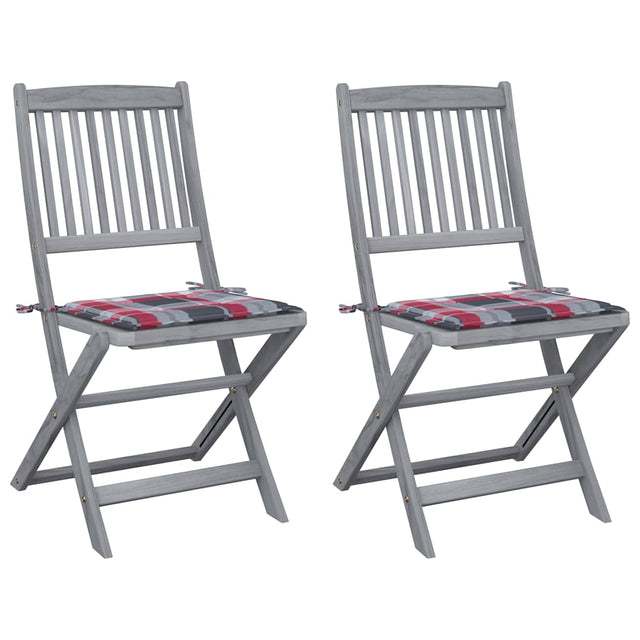 Vidaxl tuinstoelen 2 st inklapbaar met kussens massief acaciahout