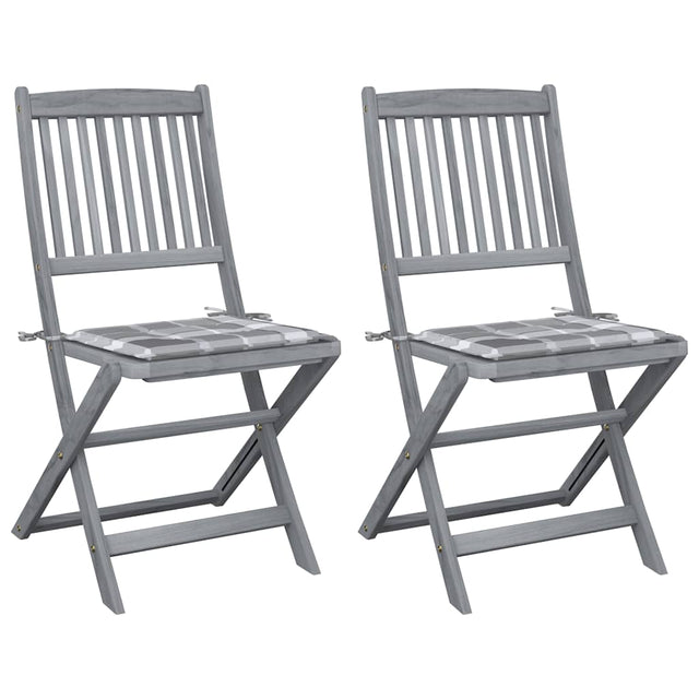 Vidaxl tuinstoelen 2 st inklapbaar met kussens massief acaciahout