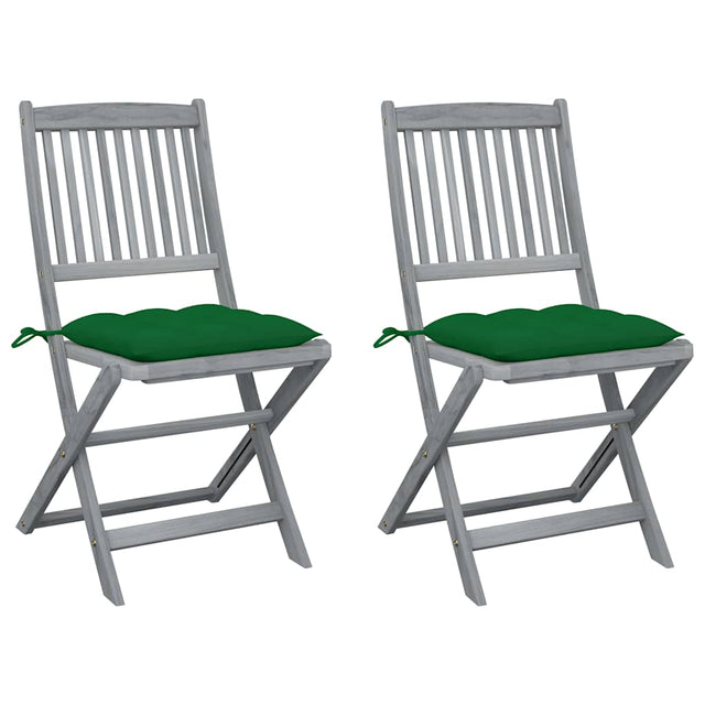 Vidaxl tuinstoelen 2 st inklapbaar met kussens massief acaciahout