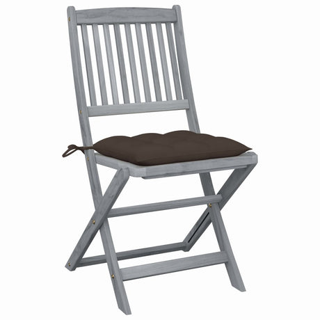 Vidaxl set van 2 klapstoelen met kussens, gemaakt van massief acaciahout.