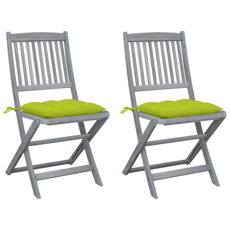 Vidaxl set van 2 klapstoelen met kussens, gemaakt van massief acaciahout.