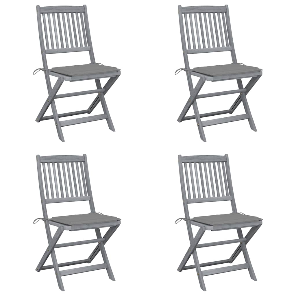 Vidaxl set van 4 klapstoelen met kussens, gemaakt van massief acaciahout.