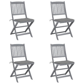 Vidaxl set van 4 klapstoelen met kussens, gemaakt van massief acaciahout.