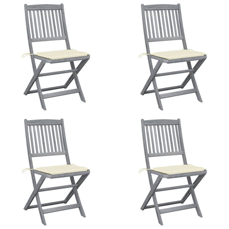 Vidaxl set van 4 klapstoelen met kussens, gemaakt van massief acaciahout.