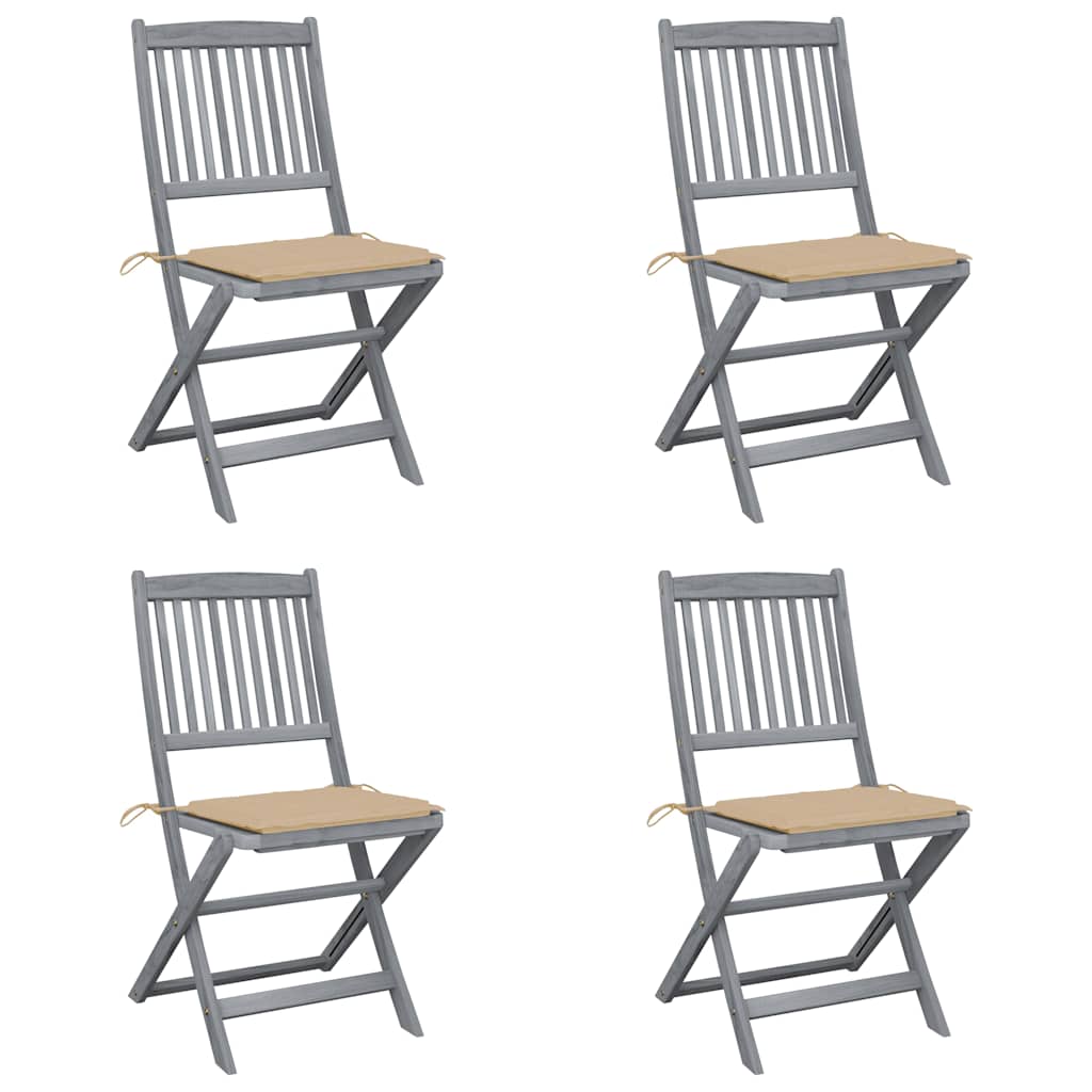 Vidaxl tuinstoelen 4 st inklapbaar met kussens massief acaciahout