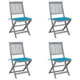 Vidaxl tuinstoelen 4 st inklapbaar met kussens massief acaciahout