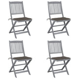 Vidaxl set van 4 klapstoelen met kussens, gemaakt van massief acaciahout.