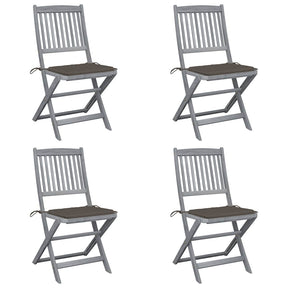 Vidaxl set van 4 klapstoelen met kussens, gemaakt van massief acaciahout.