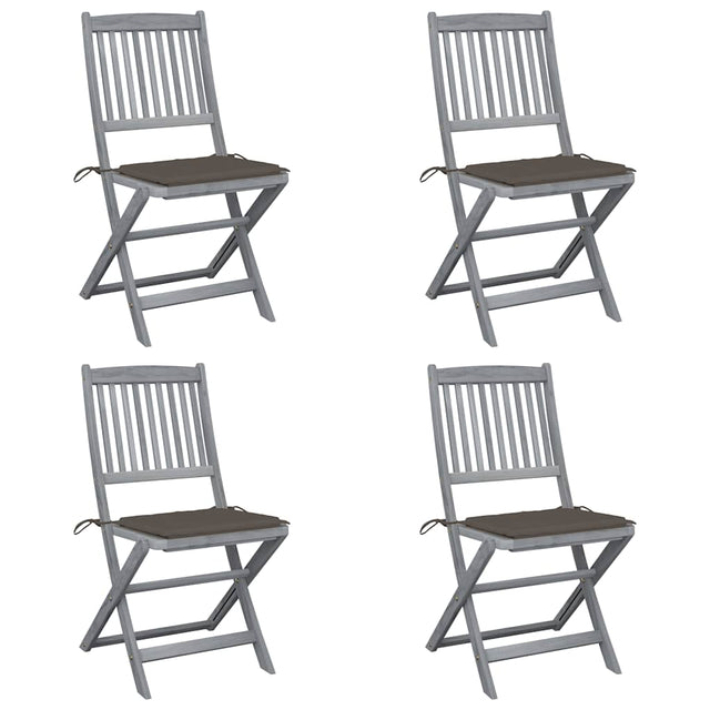 Vidaxl set van 4 klapstoelen met kussens, gemaakt van massief acaciahout.