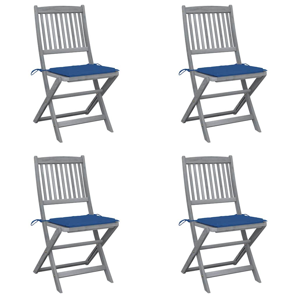 Vidaxl set van 4 klapstoelen met kussens, gemaakt van massief acaciahout.