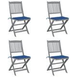 Vidaxl set van 4 klapstoelen met kussens, gemaakt van massief acaciahout.