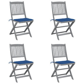 Vidaxl set van 4 klapstoelen met kussens, gemaakt van massief acaciahout.