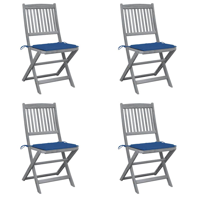 Vidaxl set van 4 klapstoelen met kussens, gemaakt van massief acaciahout.
