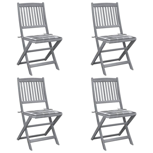 Vidaxl tuinstoelen 4 st inklapbaar met kussens massief acaciahout